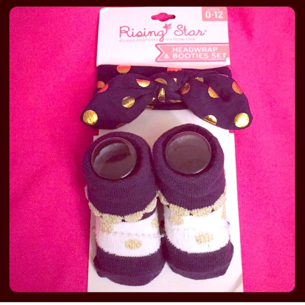 Rising Star Baby Headwrap & Booties Set